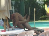Horny blonde has some poolside fun sucking and fucking.