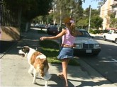slut flashes while walking her dog