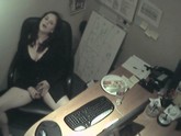 Big titted secretary caught on camera giving herself a quickie on her lunch break