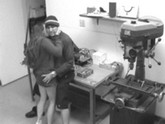 Young couple convert workshop into bedroom. Hot action captured in security cam.